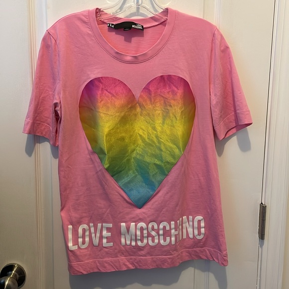 Love Moschino Dresses & Skirts - Love Moschino Barbie pink T-shirt metallic glitter heart graphic size - USA - 6